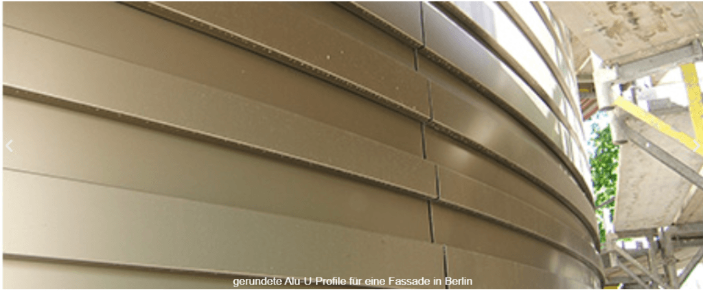 Gerundete Alu-U-Profile für eine Fassade in Berlin